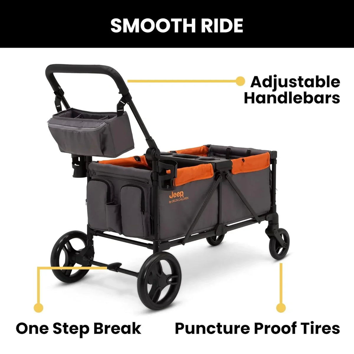 Jeep Sport All-Terrain Stroller Wagon With Canopy And Parent Organizer