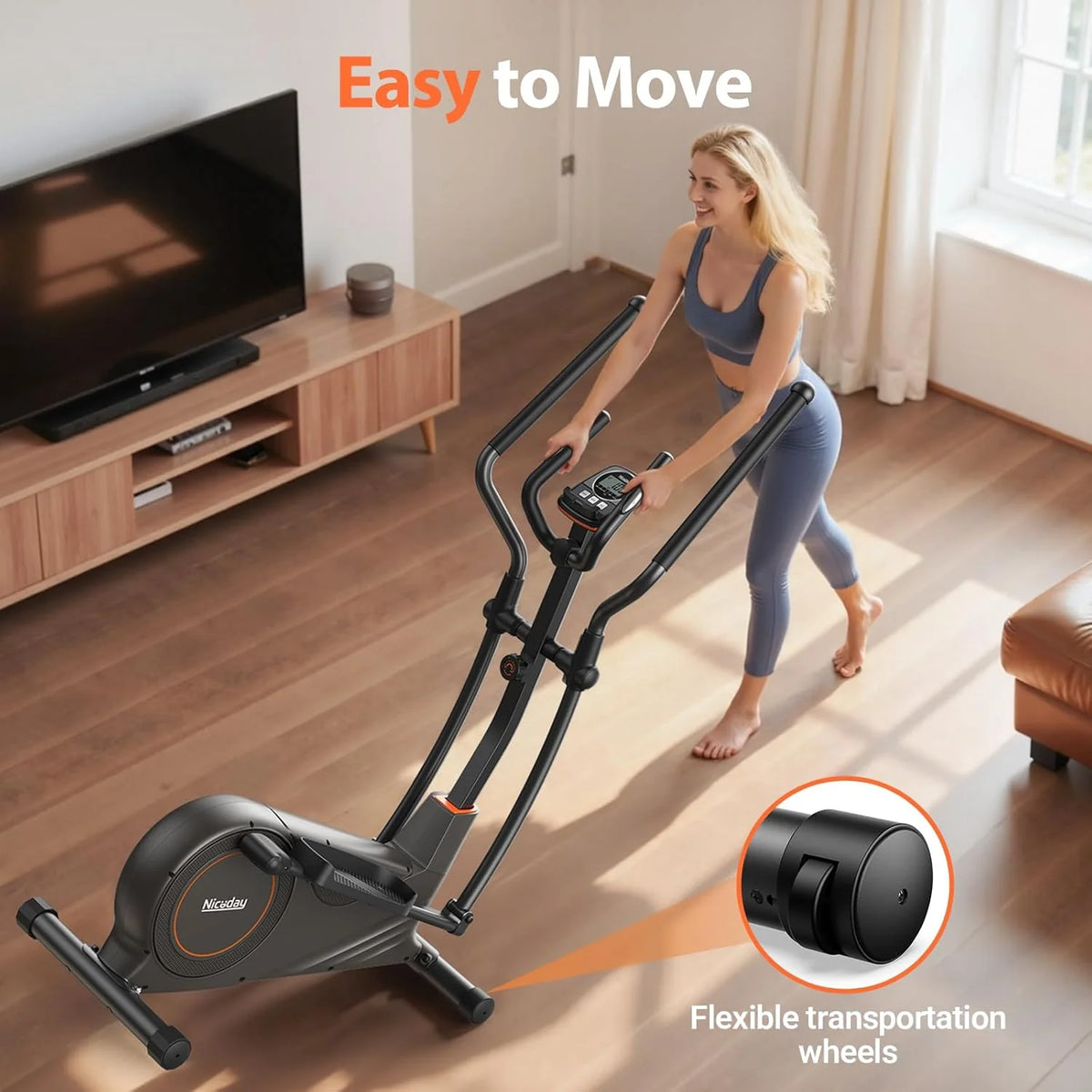 Niceday Elliptical Machine, 15.5-20IN Stride, 16 Levels, 500LB Capacity - CT11S