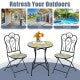 2-Piece Mosaic Folding Bistro Chairs With Ceramic Tile Seats - Black