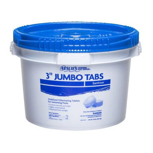 Leslie's Jumbo Chlorine Pool Tabs, 3 in, 20 lb Bucket