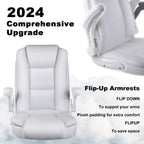 Big And Tall Ergonomic Office Chair, High Back Leather Executive Computer Chair With Padded Flip-Up Arms - 20.87in D x 27.3in W x 47.24in H