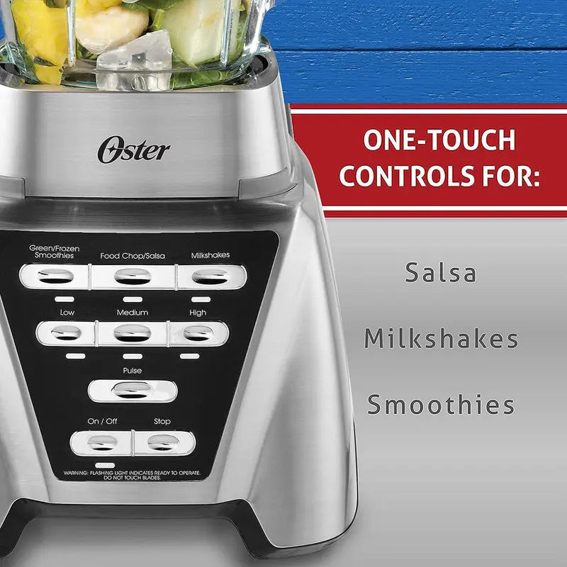 Oster Pro 1200 Blender With 24-Oz Smoothie Cup And Glass Jar - Brushed Nickel