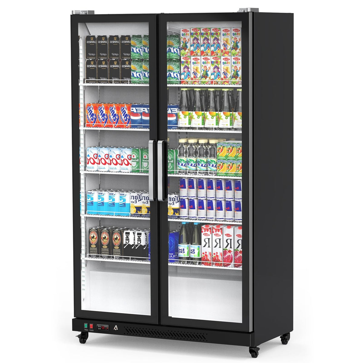 Commercial Glass Door Refrigerator With LED Lighting, 39 Cubic Feet, Double Swing Doors, Black - G2R2rMF5YckUZx1BD5-tawsNc1