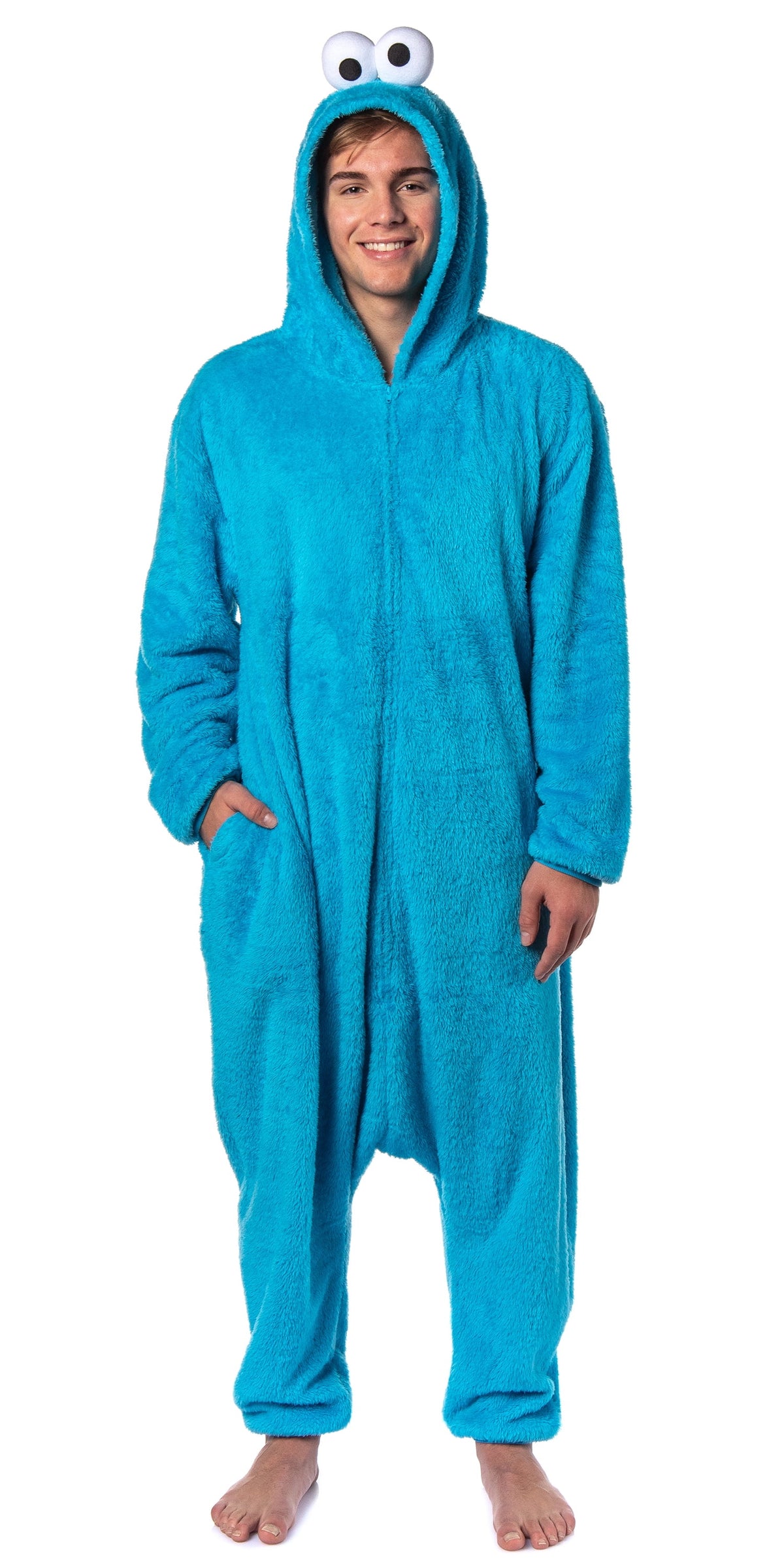 Sesame Street Union Suit Adult Kigurumi Costume Pajama Fleece Hooded One Piece