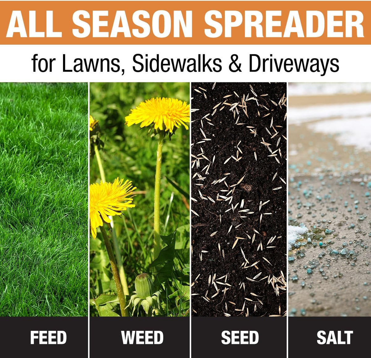 100-Lb Walk-Behind Push Spreader For Grass Seed, Salt, De-Icer And Fertilizer