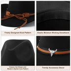 Wowstyle Wide Brim Cowboy Hat for Adult Men Women Cowgirl Hat with Adjustable Leather Band Western Cattleman Cowboy Rodeo Outfit for Outdoor Activities, Parties, Music Festive