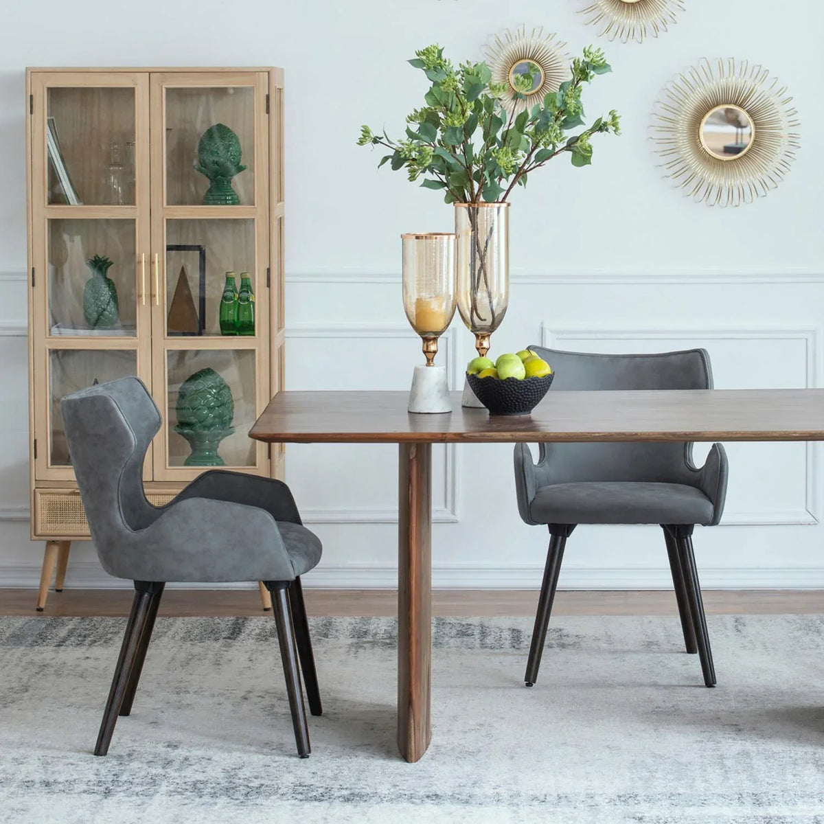 A & B Home Set Of 2 Dining Chairs, 22in W X 23.2in D X 32.3in H - 49809-GRAY-DS