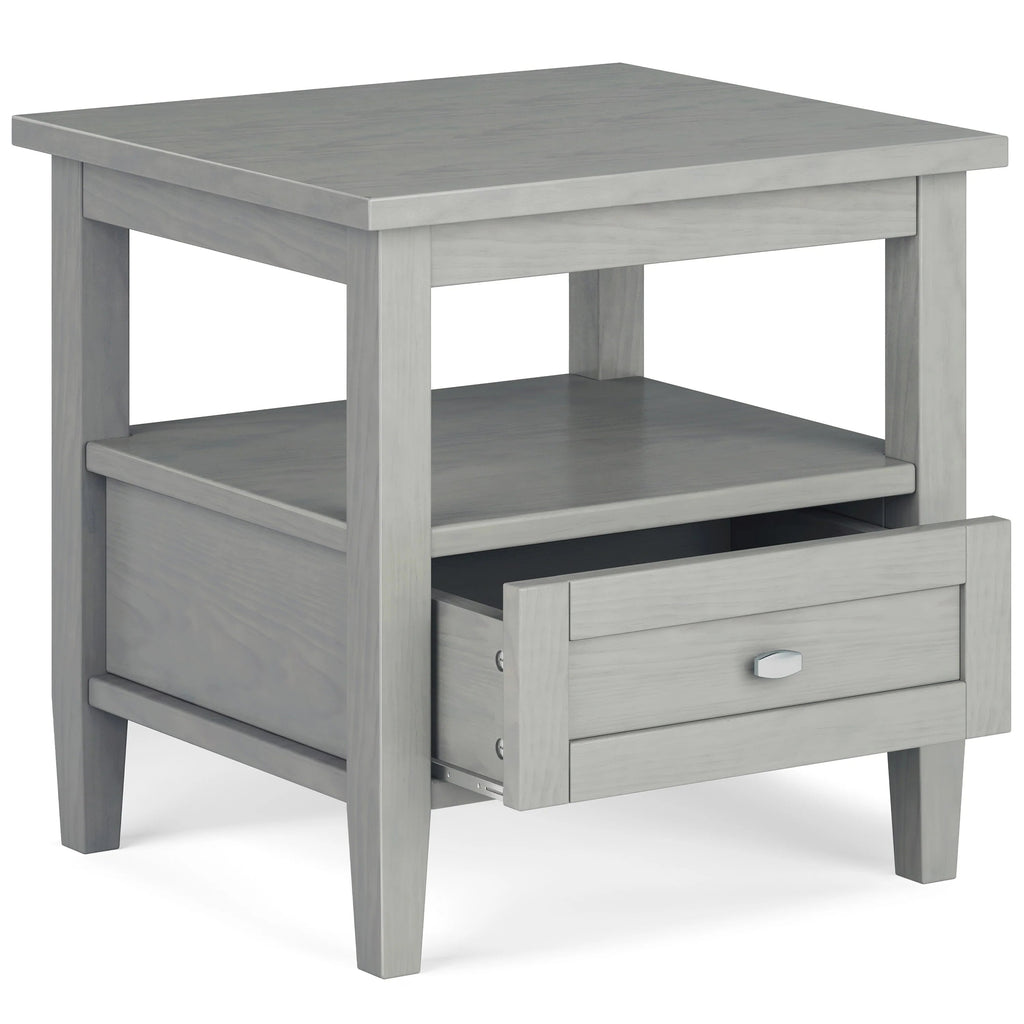 Solid Wood Rectangle End Table With Drawer And Shelf, 18.1in D x 20in W x 19.5in H - Norfolk