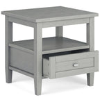 Solid Wood Rectangle End Table With Drawer And Shelf, 18.1in D x 20in W x 19.5in H - Norfolk