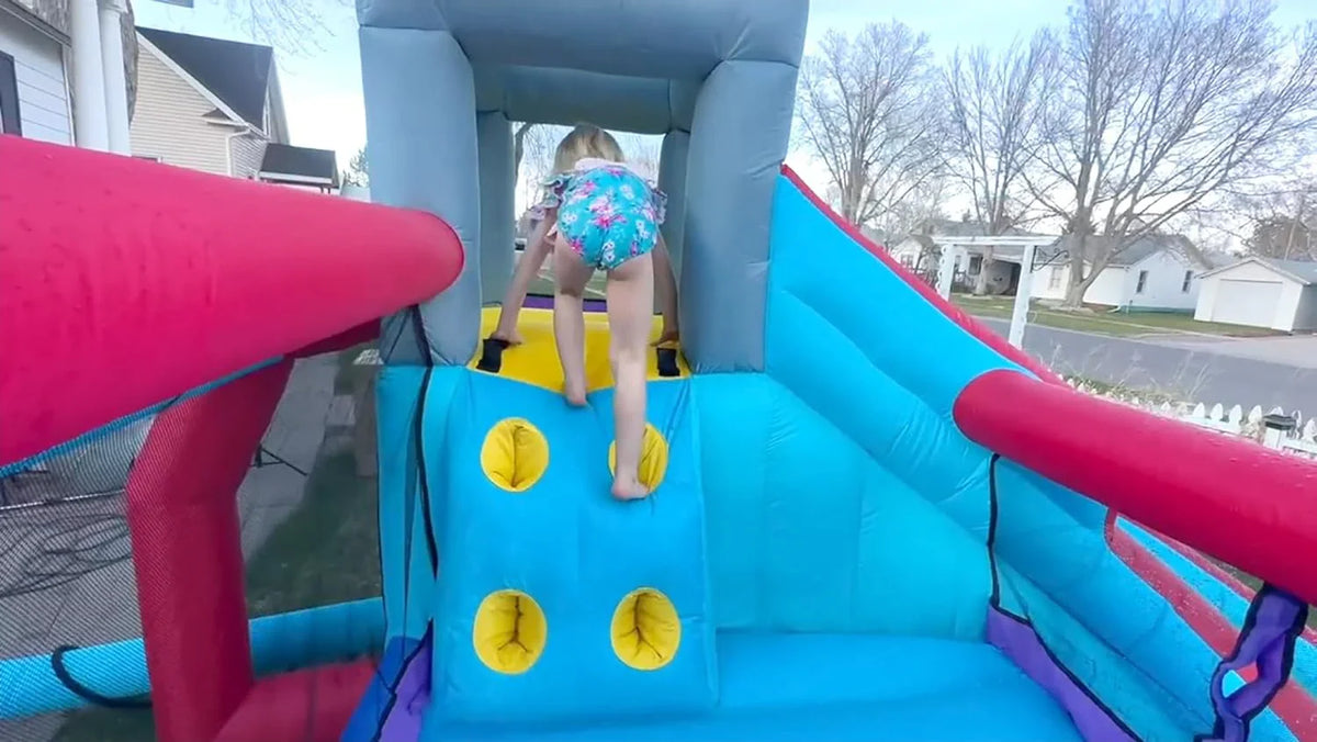 ROOJER Inflatable Water Slide Bounce House 8-in-1 With 450W Blower - Crocodile Water Park
