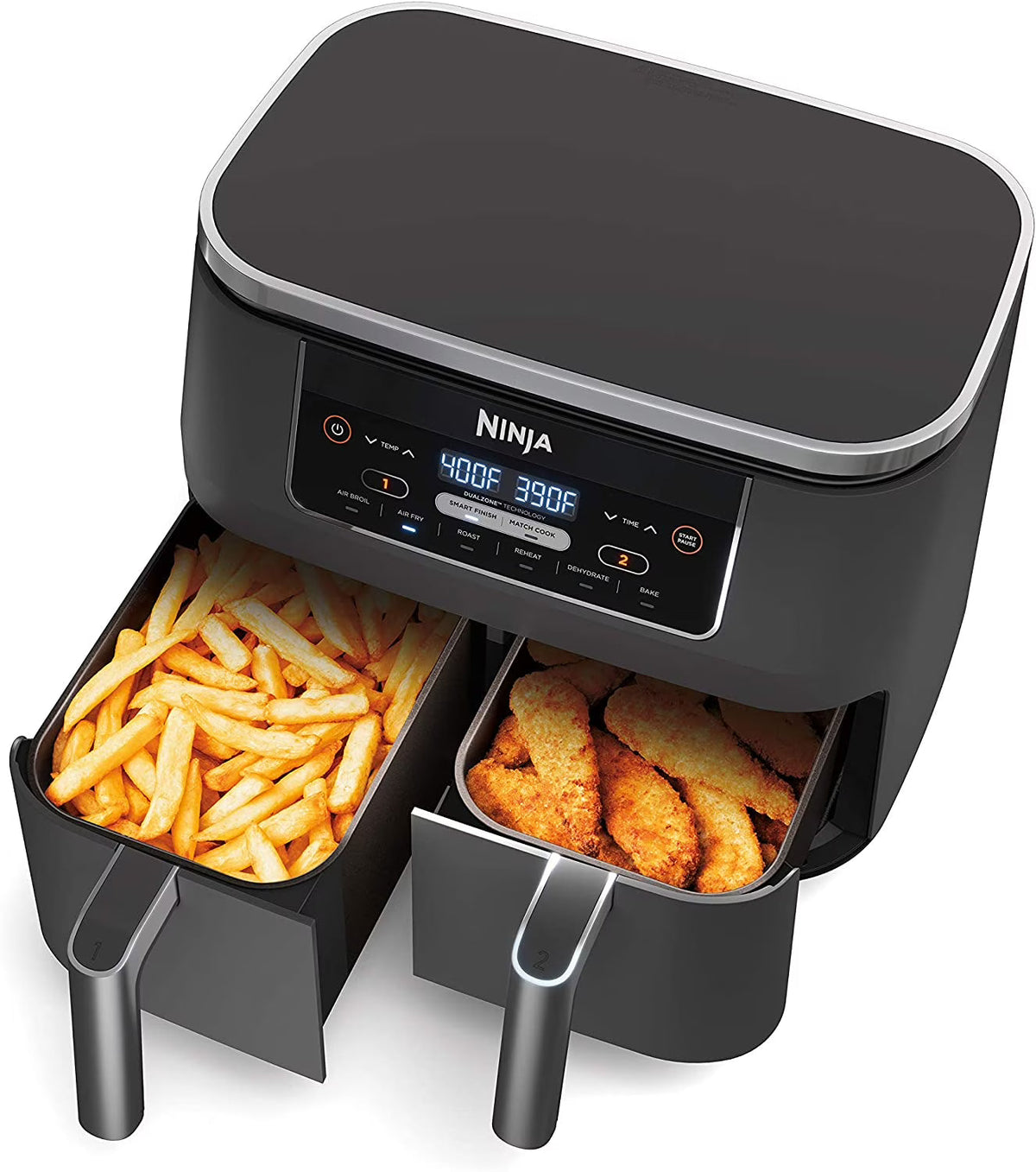Ninja Foodi 6-in-1 2-Basket Air Fryer, 8-Quart, Dark Grey Stainless Finish - DZ201