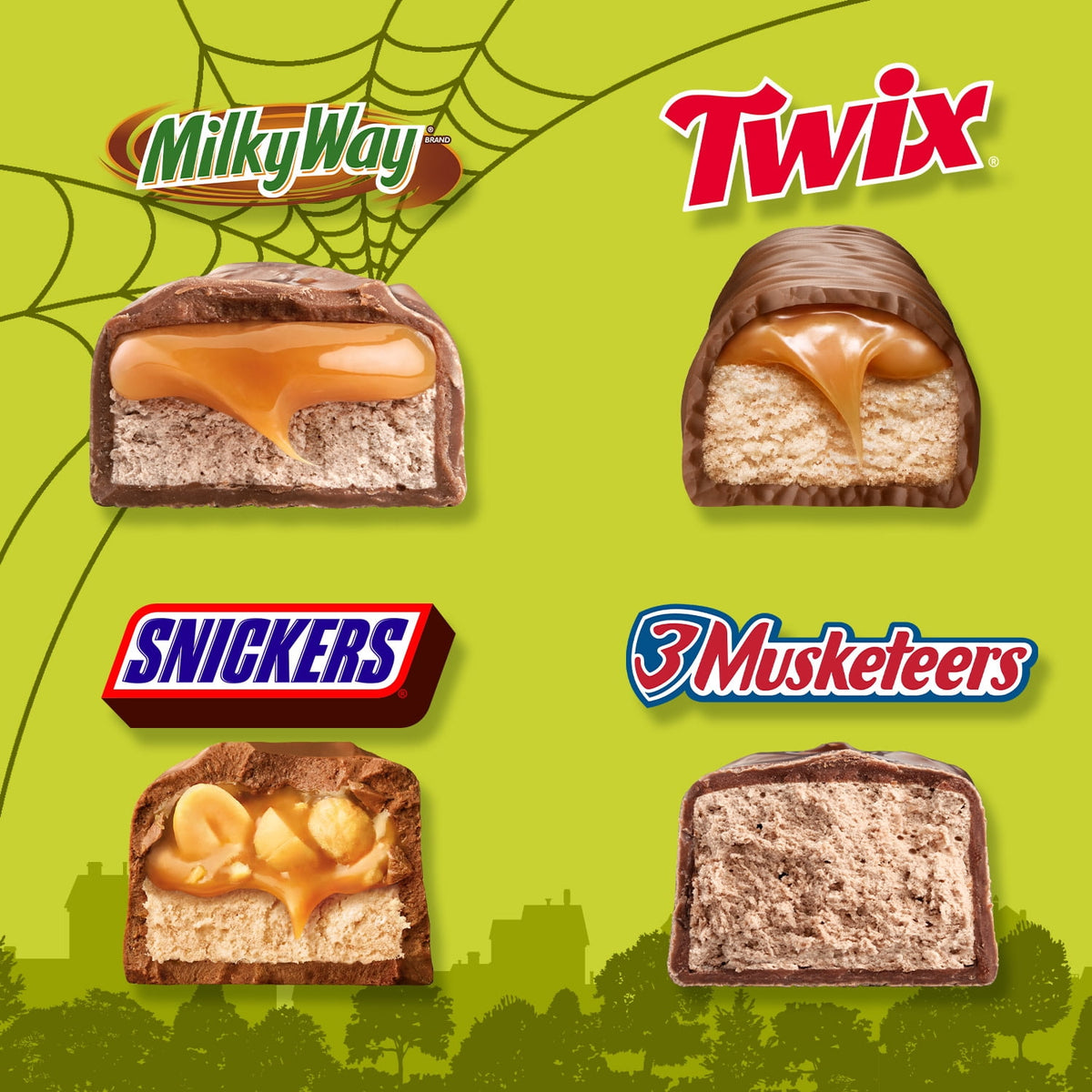 Snickers, Twix, Milky Way & 3 Musketeers Minis Halloween Candy Assortment - 150 Ct Bulk Bag