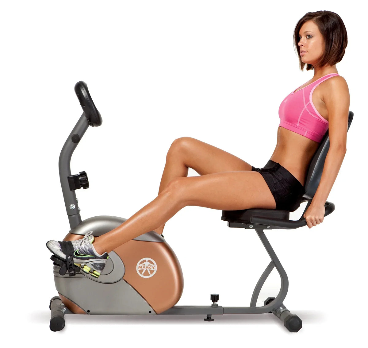 Marcy Recumbent Magnetic Exercise Bike With 8 Resistance Levels, Copper/Black - ME709