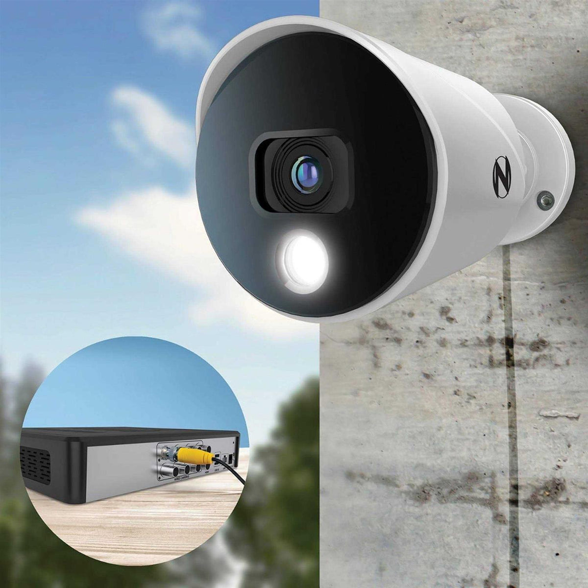 Night Owl 4 Channel 4K Bluetooth DVR With 1TB Hard Drive And 4 Wired 4K Spotlight Cameras