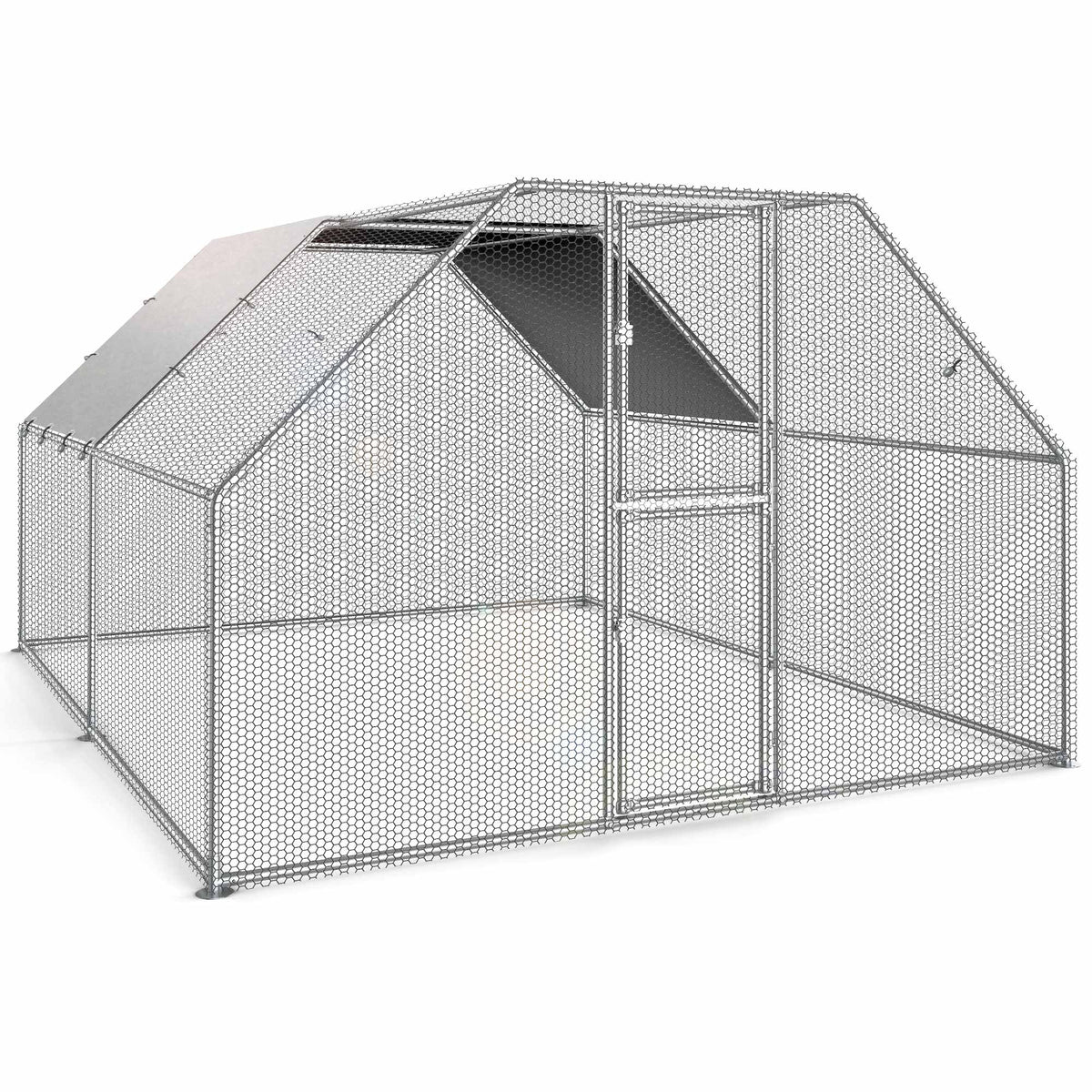 Dextrus Metal Chicken Coop With Waterproof Cover And Wire Mesh, 13.1 x 9.8 x 6.4 ft