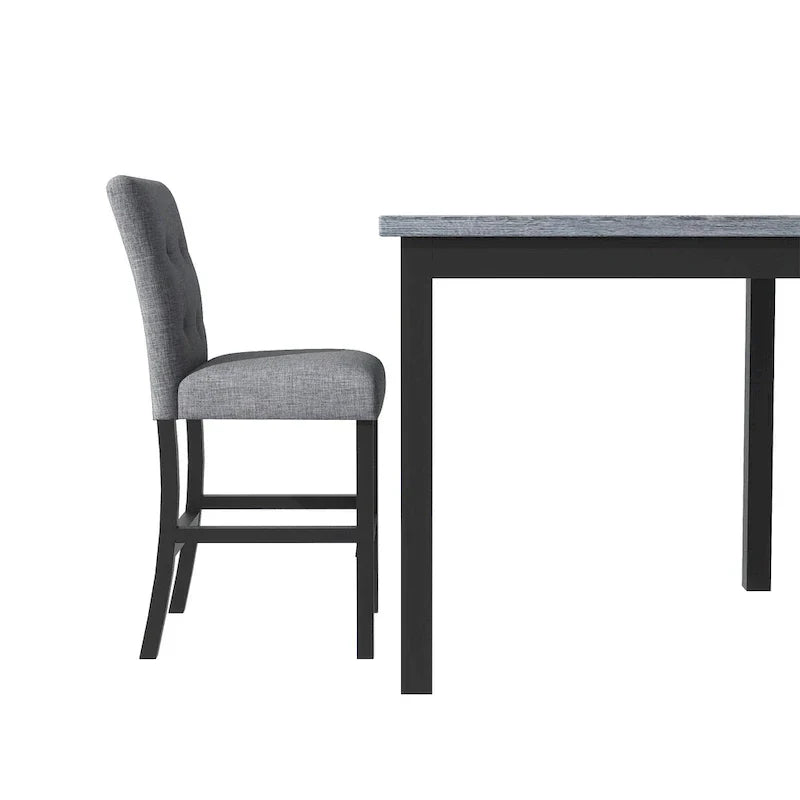5 Piece Counter Height Wood Dining Set With Rectangle Table And 4 Upholstered High-Back Chairs - 35.4x35.4x36in