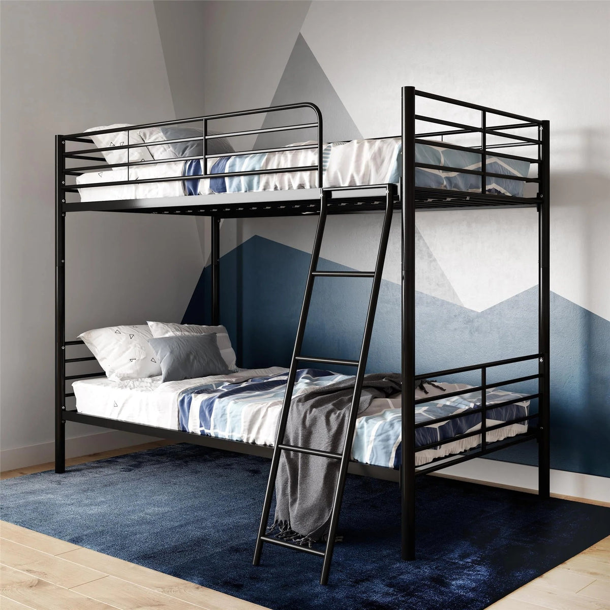 Mainstays Convertible Twin Over Twin Metal Bunk Bed - Black