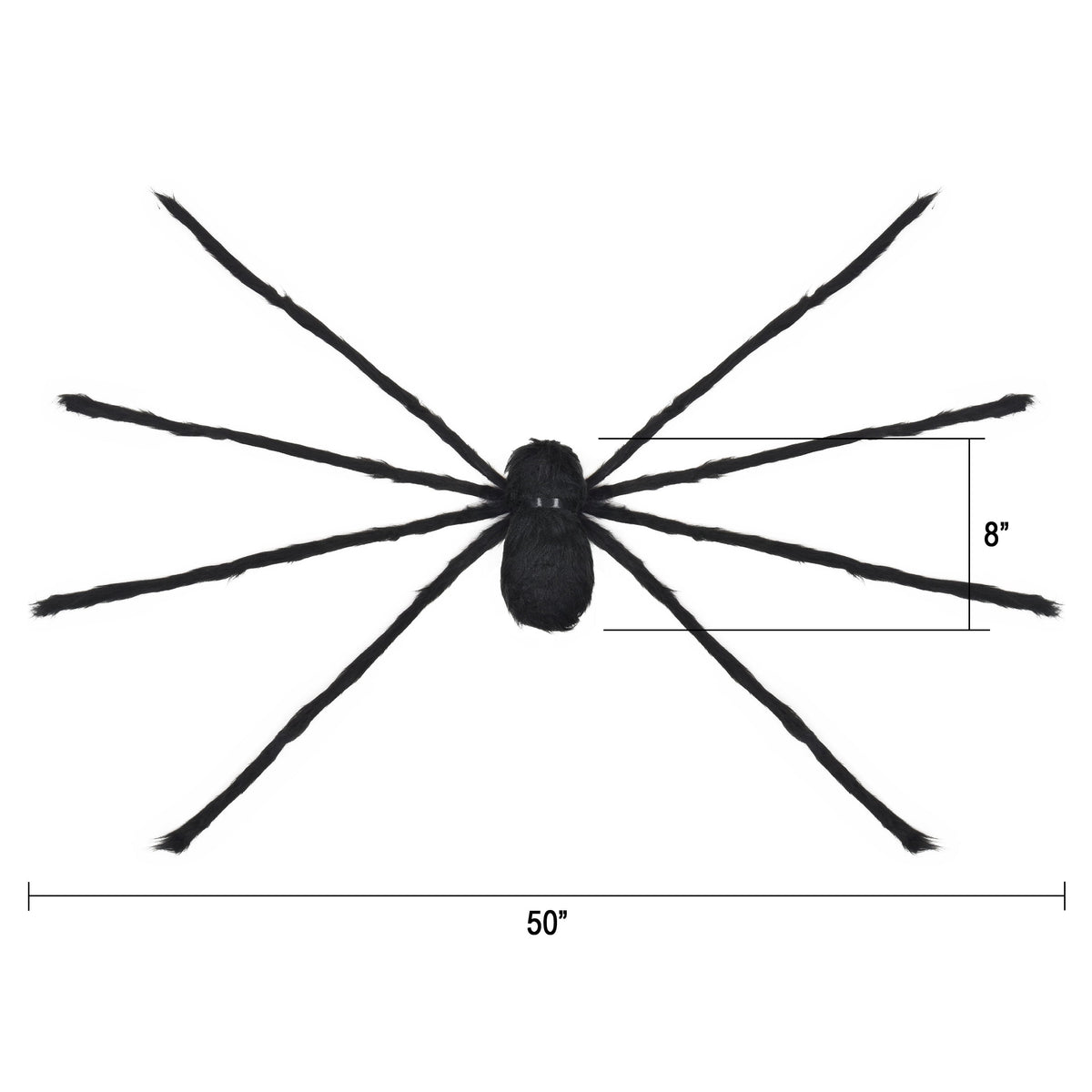 Furry Spider Decoration, Black, 50", Halloween by Way To Celebrate