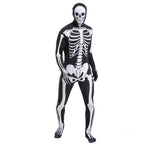 Joyfy Skeleton Costume for Adults, Skeleton Bone Bodysuit Halloween Costumes for Men with Skeleton Hood Mask, Halloween Party Fancy Dress-up