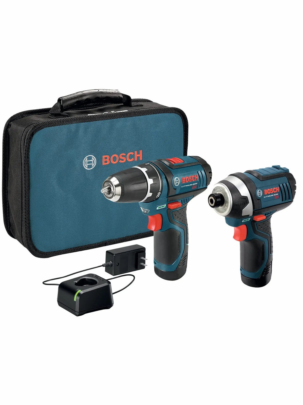 BOSCH 12V Max Cordless Drill/Driver And Impact Driver Combo Kit With 2 Batteries, Charger And Case - CLPK22-120