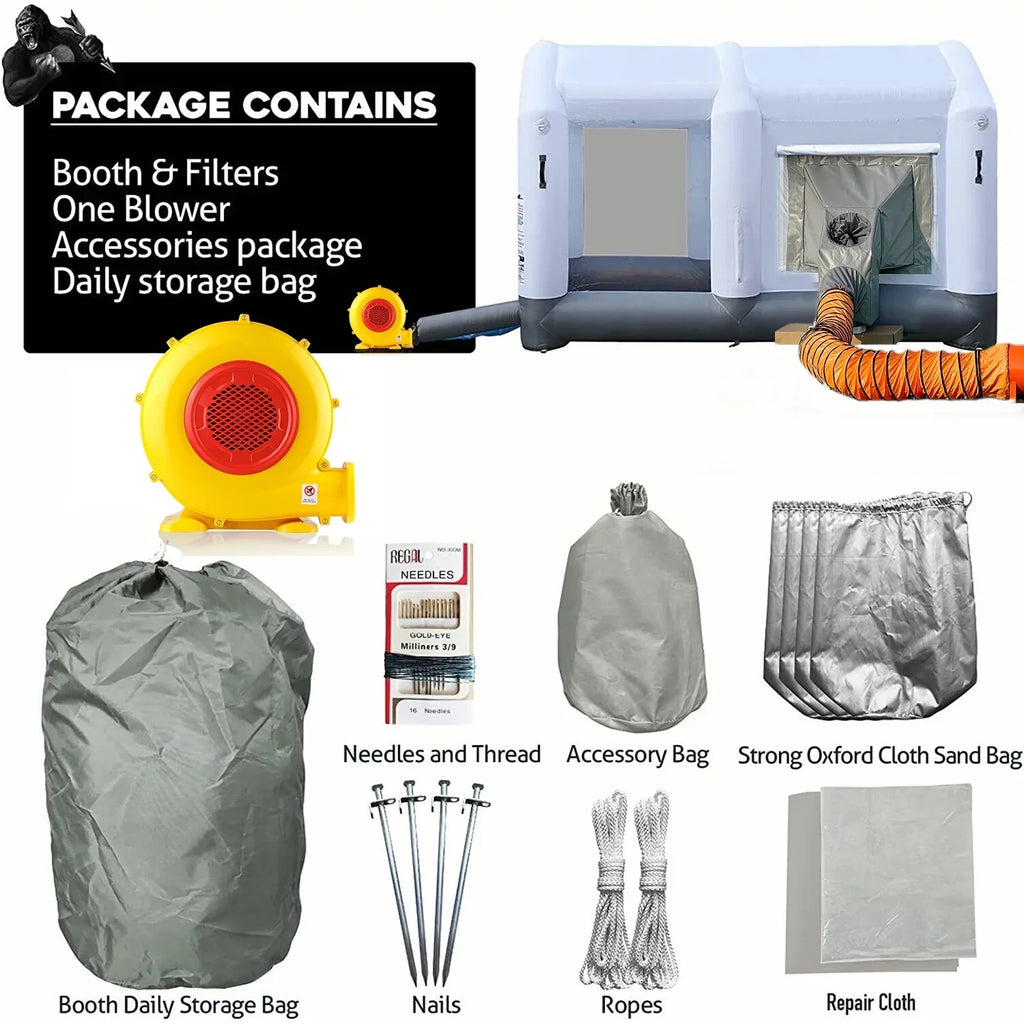 GORILLASPRO Portable Inflatable Paint Booth 13 x 10 x 8 Ft With 750W Blower