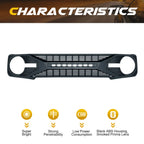 AMERICAN MODIFIED Tomahawk Grille With Lights for 2021-2024 Ford Bronco Without Front Camera - Matte Black