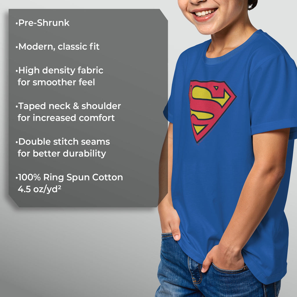 Boy's Superman Classic Logo Graphic Tee Royal Blue Medium