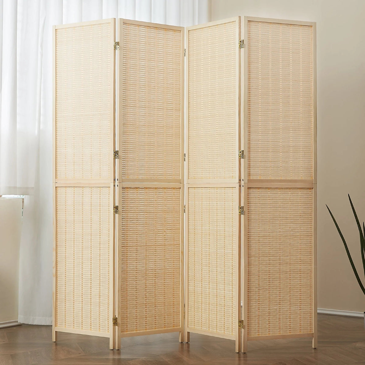 Bamboo 4-Panel Folding Room Divider, 6FT