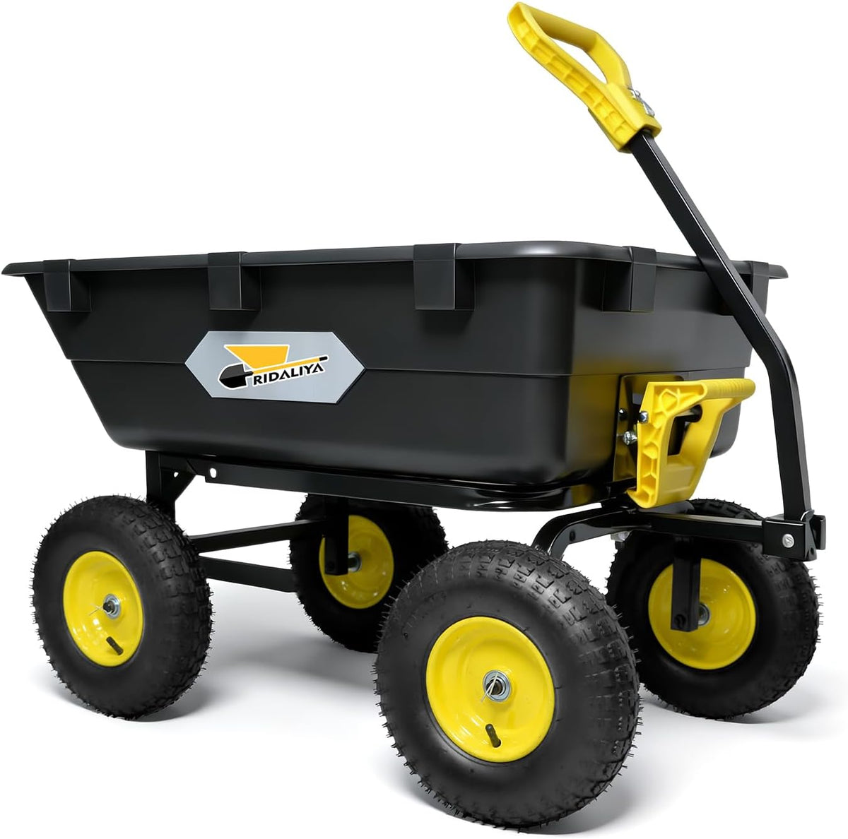 RIDALIYA Garden Dump Cart Utility Wagon, 600 lbs Or 1200 lbs Capacity, 6 Cu Ft Bed, 12.6-inch Pneumatic Tires, 180-Degree Pivot Steering