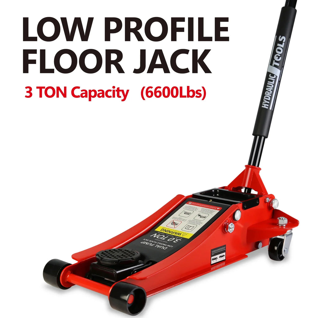 Seizeen Low Profile 3 Ton 6600 lbs Trolley Jack With Dual Lift Pump - Red