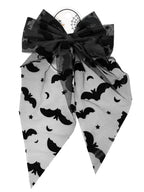 Way to Celebrate Halloween Women's Sheer Bat Hair Bow, Black, 1 Piece, Barrette Hair Clip