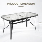 Arlopu Rectangular Patio Dining Table With 5mm Tempered Glass Top