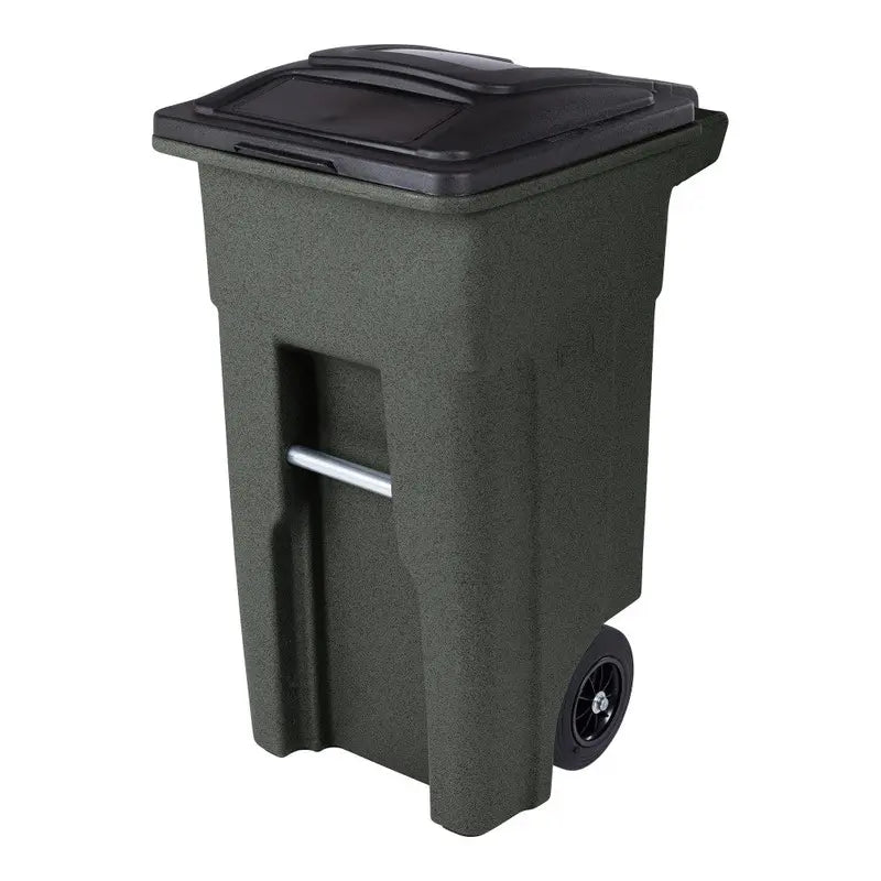 Toter 32 Gallon Green Trash Can With Quiet Wheels And Attached Lid - ANA32-55410
