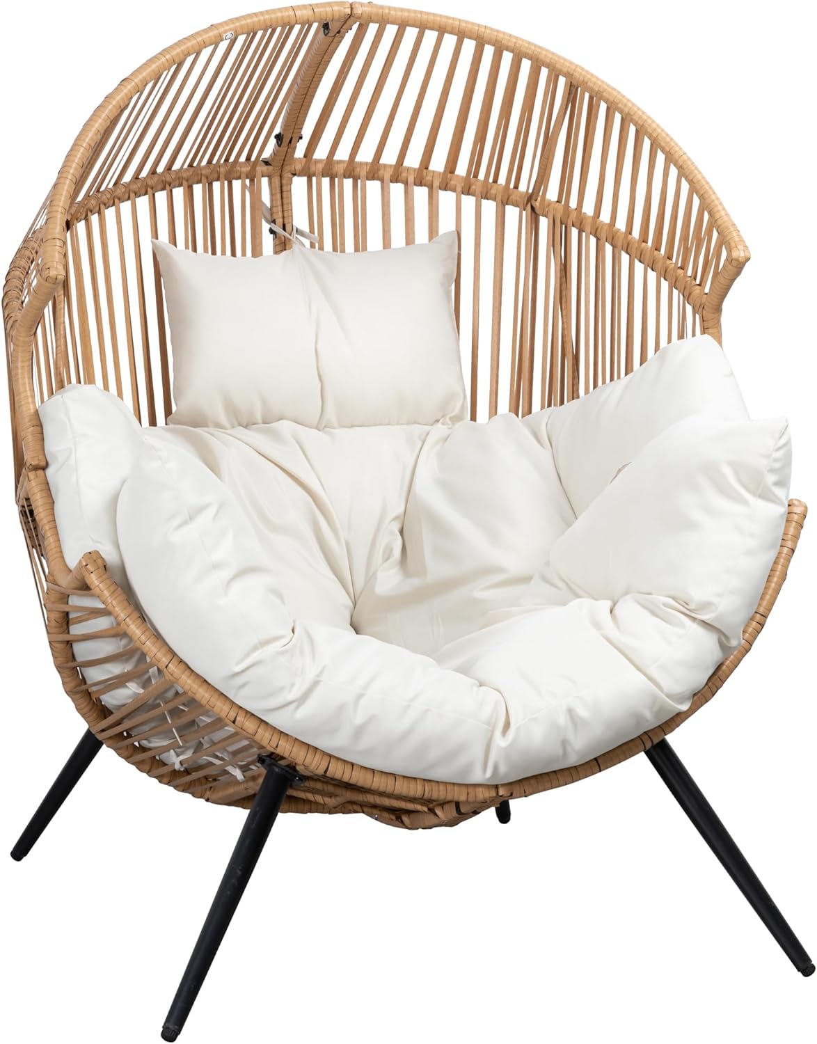 Shintenchi Wicker Egg Chair With Cushion - 400 Pounds Capacity