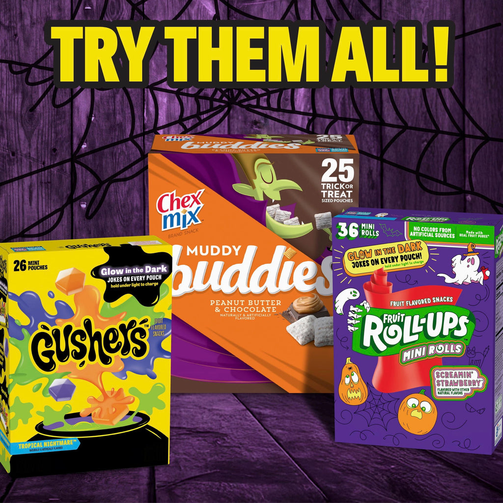 Gushers Tropical Nightmare Fruit Flavored Snacks Mini Pouches, Halloween Treats, 26 Count