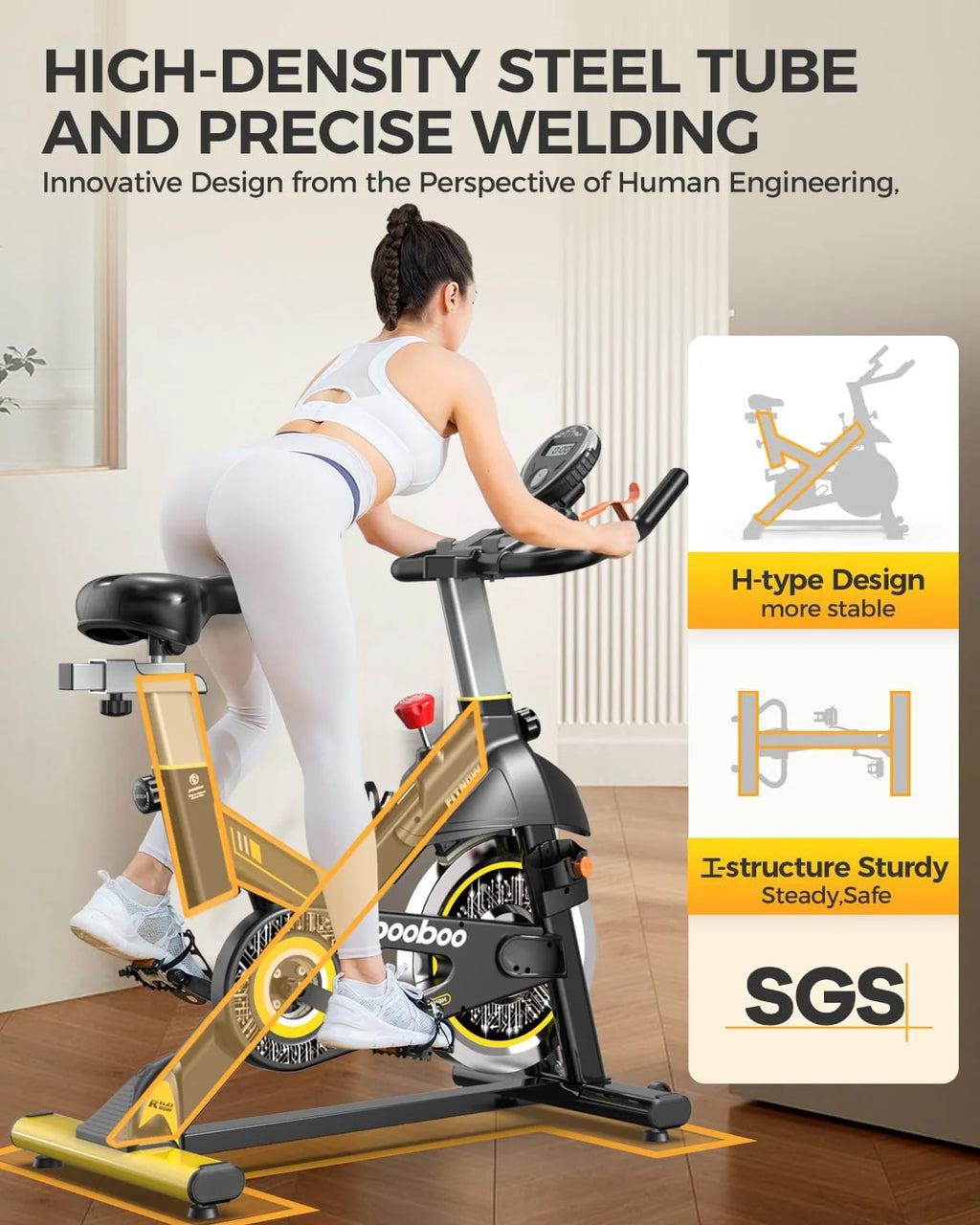 pooboo Indoor Exercise Bike With Adjustable Resistance And Belt Drive