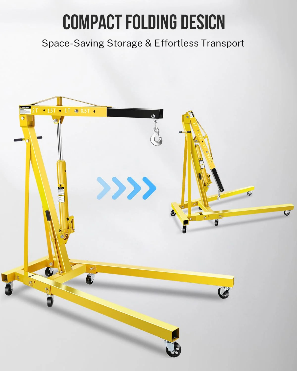Garvee 2 Ton Hydraulic Folding Shop Crane Engine Hoist With Lever