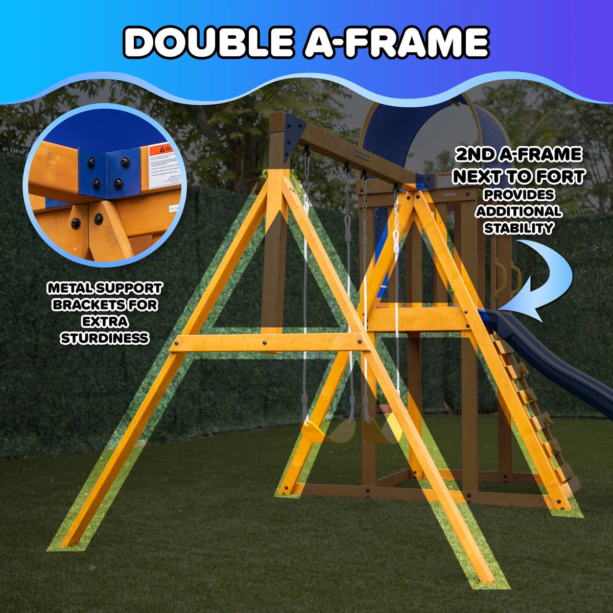 Sportspower Amelia Wooden Swing Set With 2-Person Saucer Swing And 6' Slide