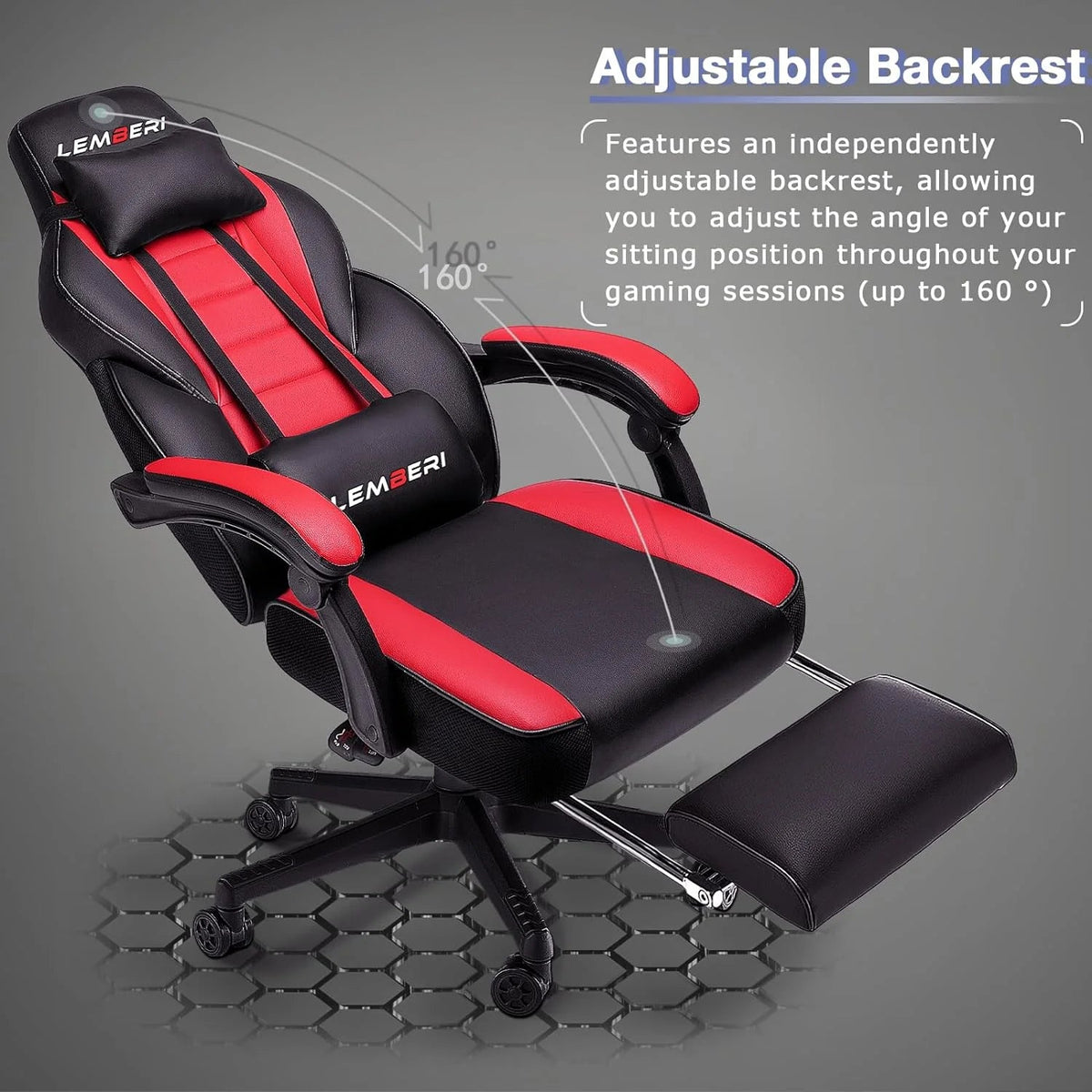 Big And Tall Gaming Chair With Footrest, 400 LB Capacity