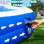 Family Inflatable Swimming Pool 121 x 90 x 22 in With Electric Pump, 2 Seats And 2 Headrests