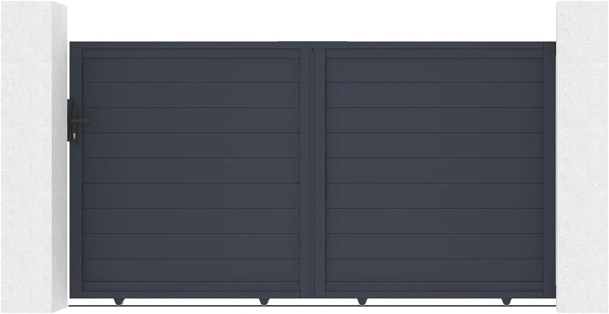 Casanoov Aluminum Swing Gate 392 cm x 161 cm Anthracite Gray RAL 7016 - KIT-000024