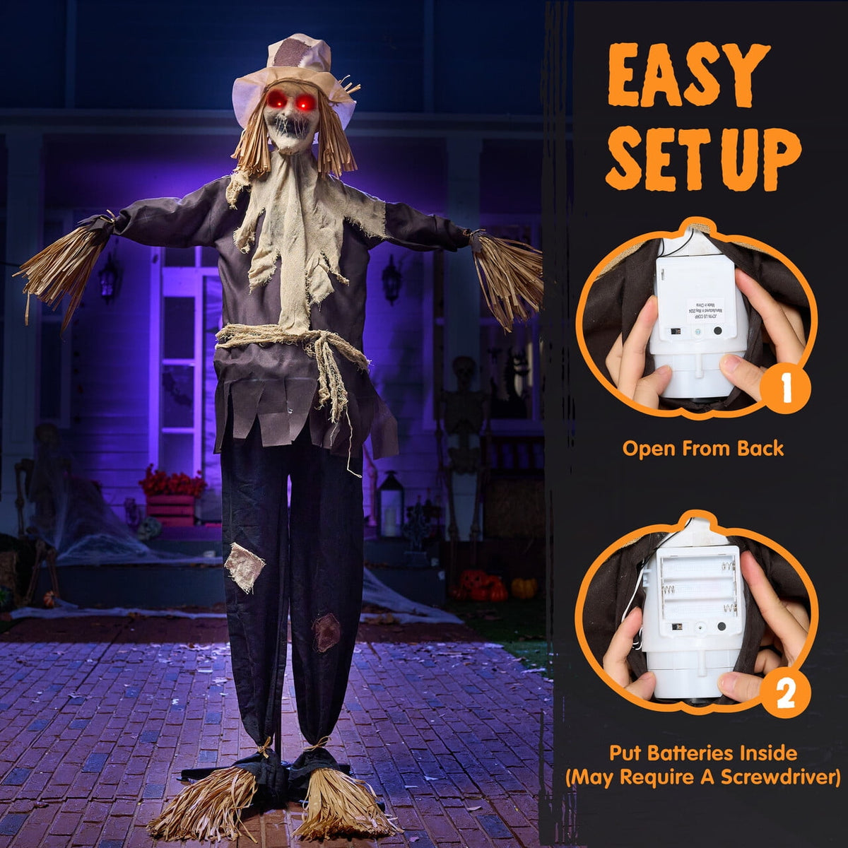 Joyfy Halloween Decorations Outdoor, Sound Activated with LED Eyes & Sound & Motion, Decor for Yard Farm Garden Indoor Haunted House