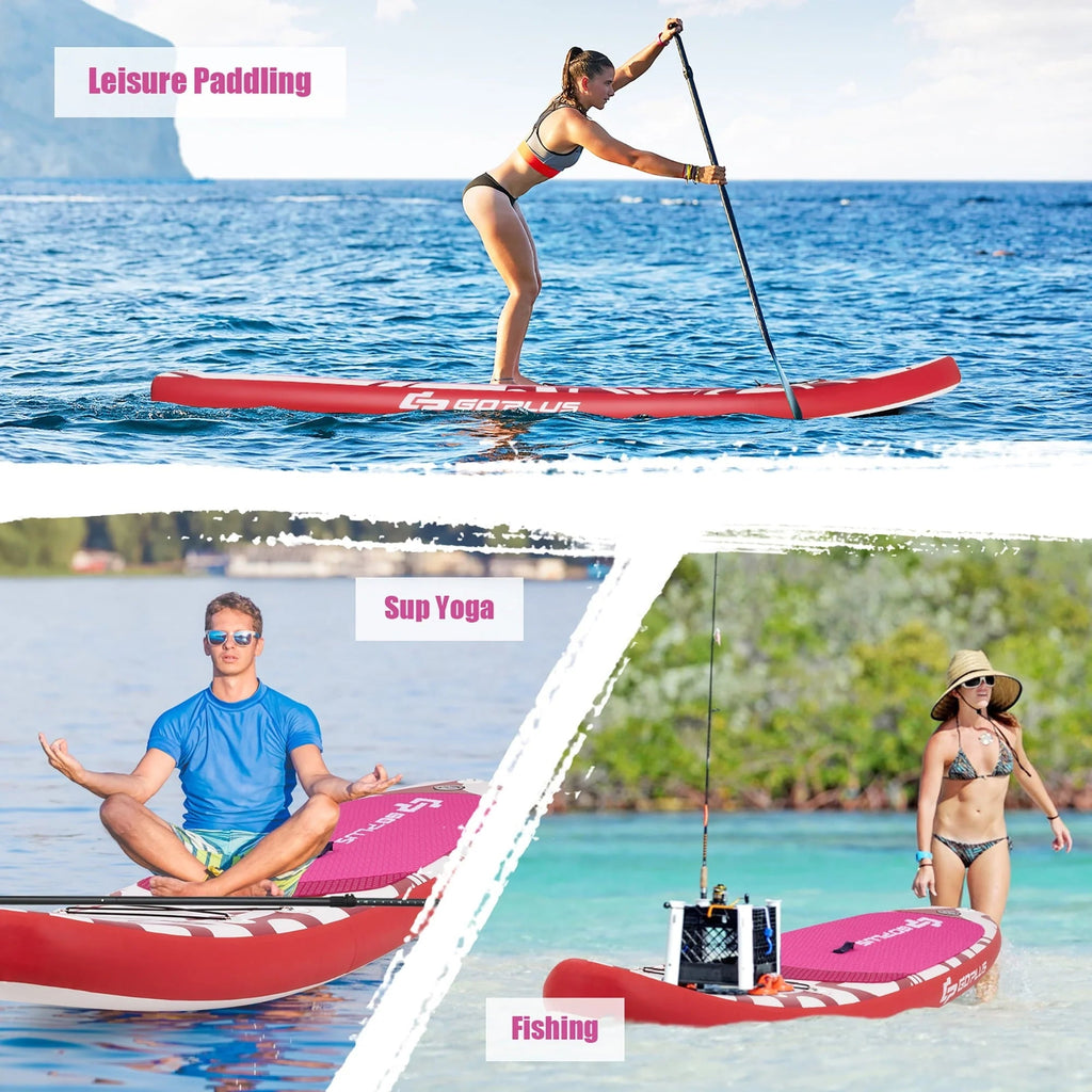 Goplus Inflatable Stand-Up Paddle Board 10.5 x 30 x 6 - Pink