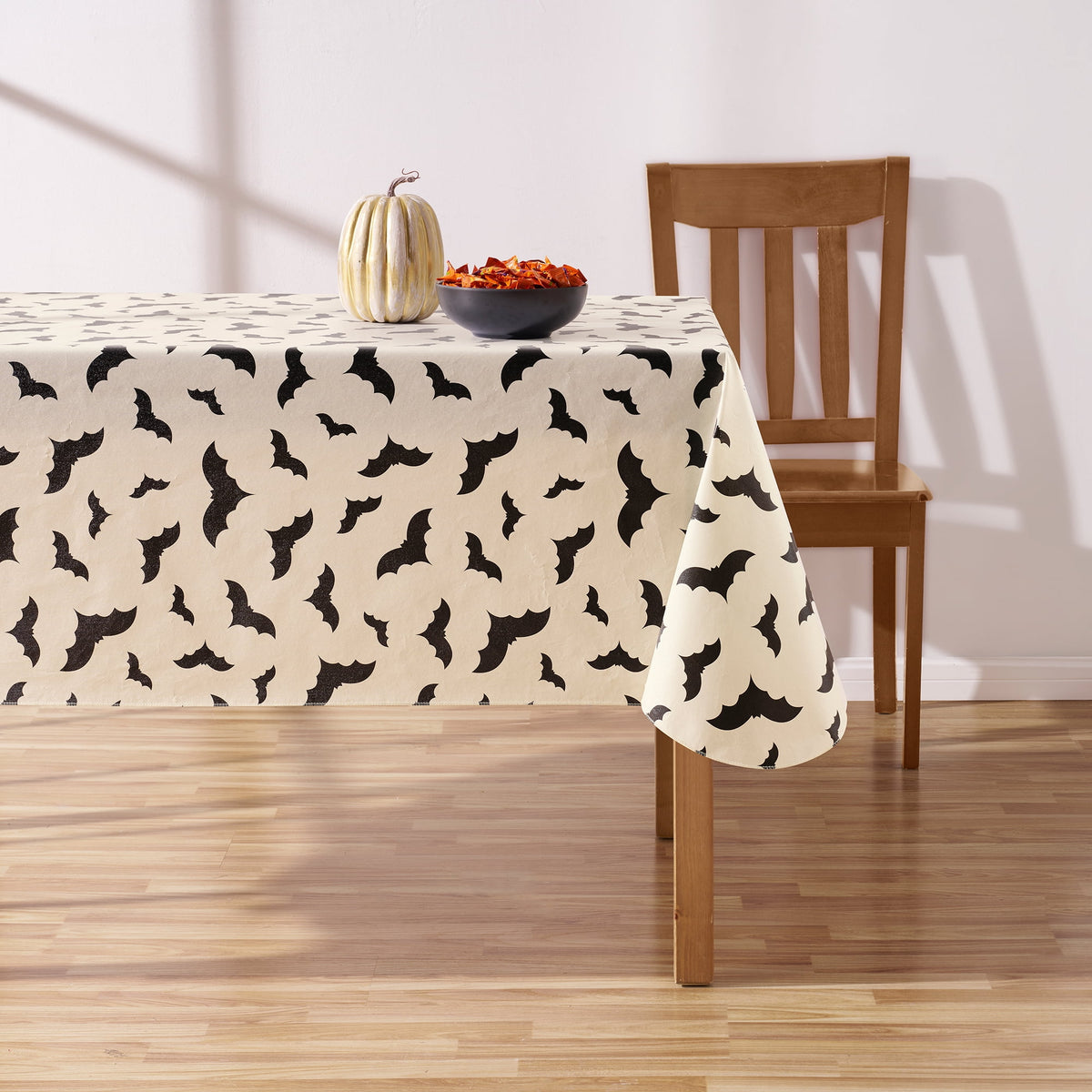 Way To Celebrate Halloween PEVA Tablecloth Indoor & Outdoor Table 60" x 102" - Bat Toss