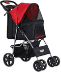 Afuhokles Pet Stroller For Small And Medium Dogs And Cats, 4 Wheels, 35lbs - Folding Storage Basket