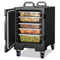 Insulated Food Pan Carrier, 81 Quart, 5 Full-Size Pans, Black