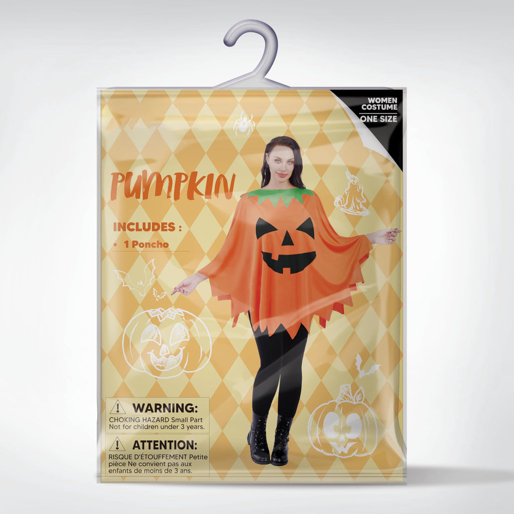 Joyfy Women Pumpkin Poncho Costume Adult, Pumpkin Costume Halloween Costumes for Women Fancy Dress Cosplay