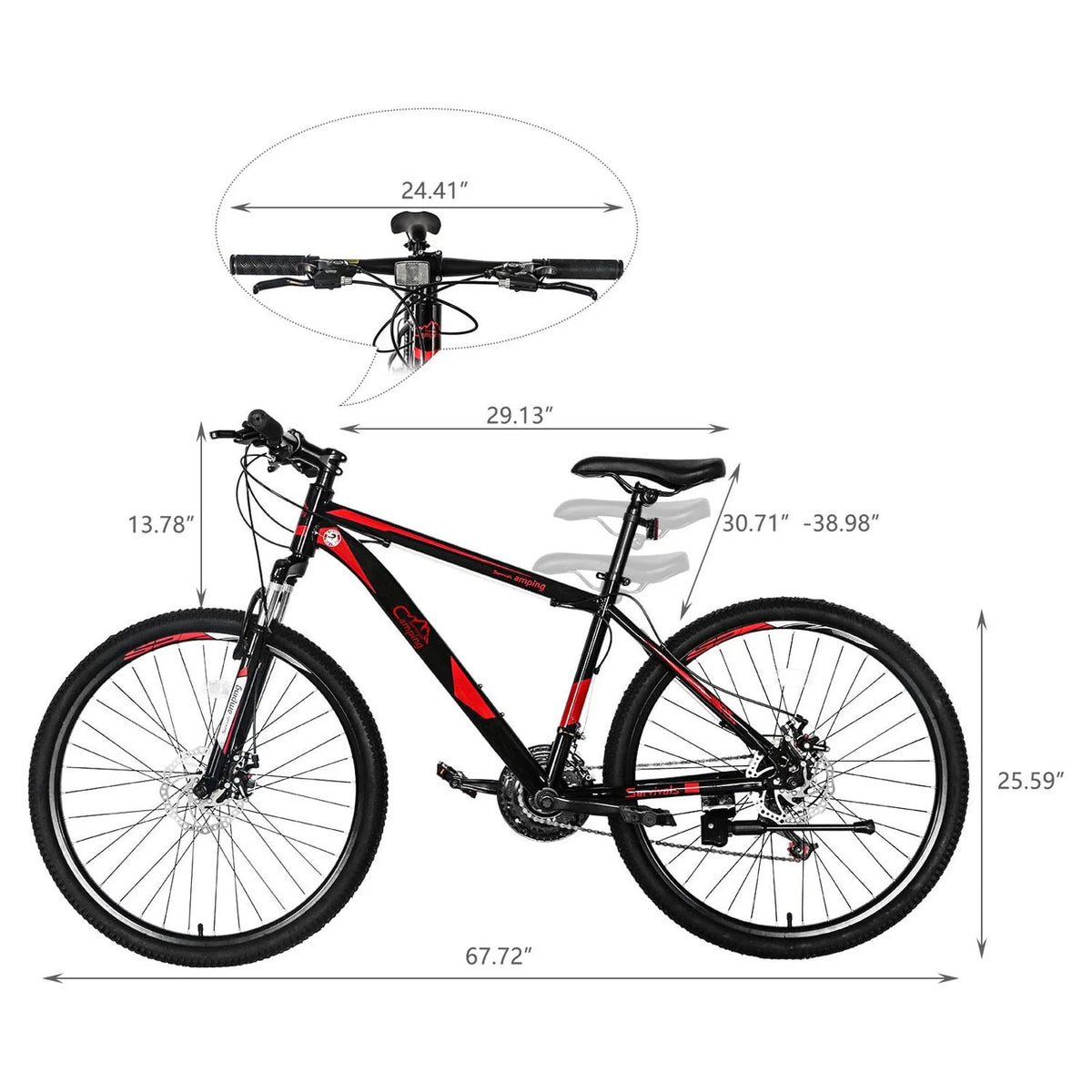 CamPingSurvivals 26 in Lightweight Explorer Mountain Bike, 21-Speed, Red/Black