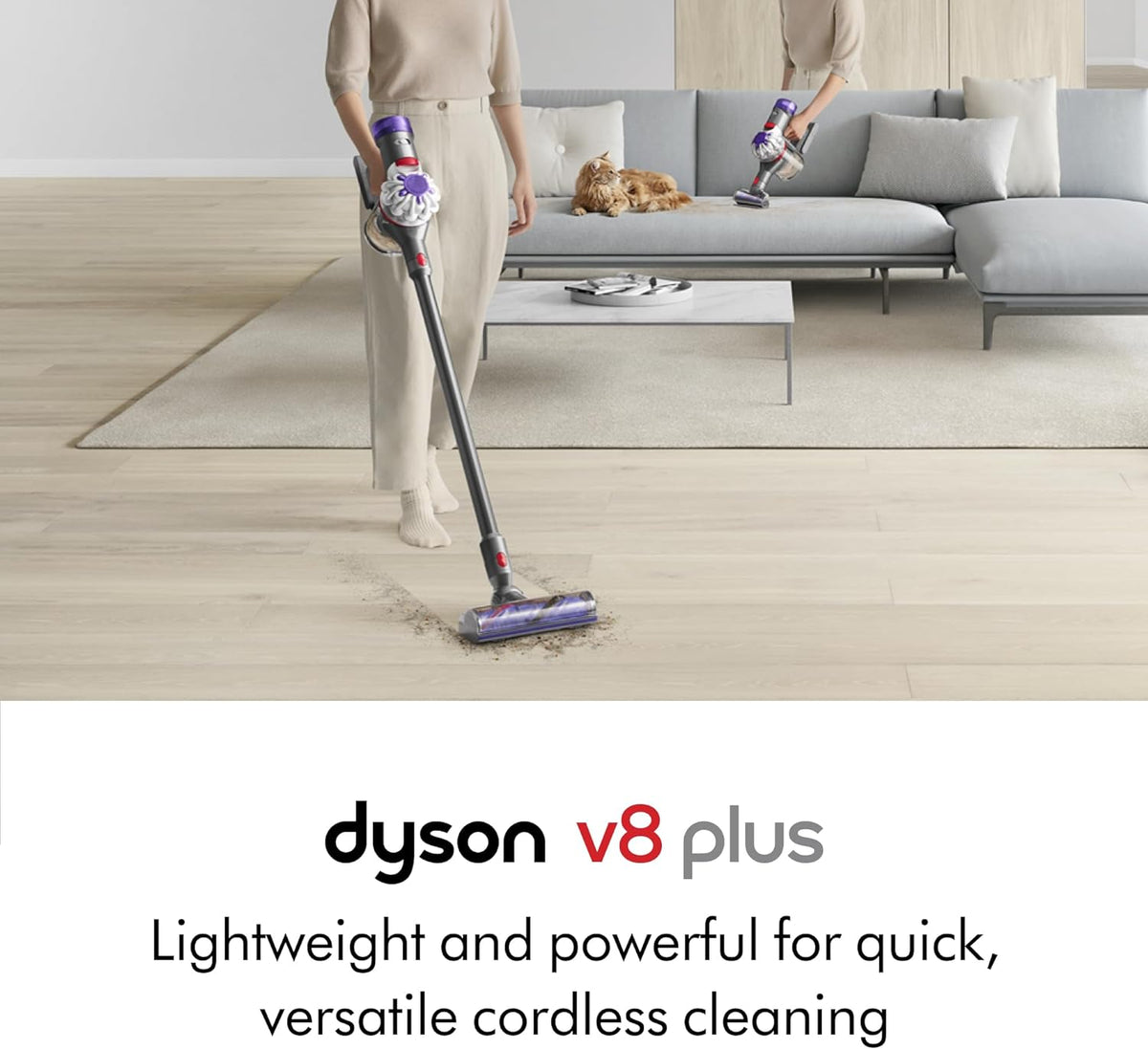 Dyson Cordless Stick Vacuum Cleaner, 0.14 Gallons, Silver/Nickel - V8 SV25