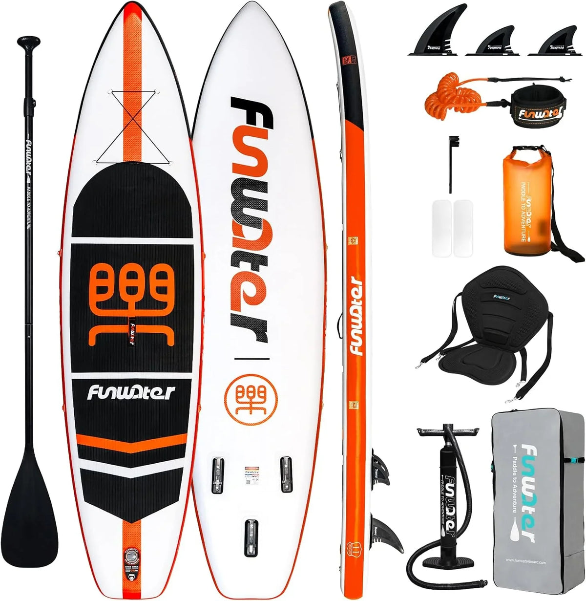 FunWater Inflatable Stand Up Paddle Board, 11 ft x 32 in x 6 in - SUP Paddle Accessories